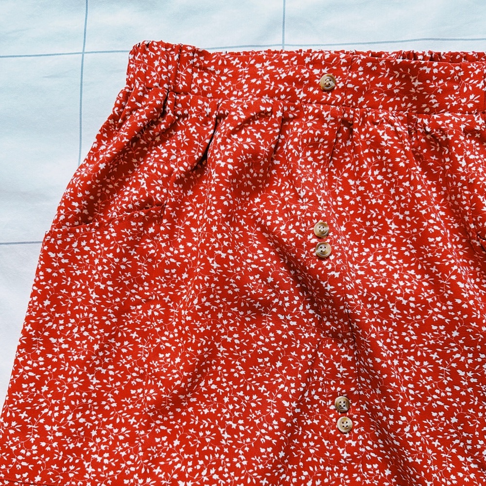 ROOLEE Long Red/Rust Midi Skirt